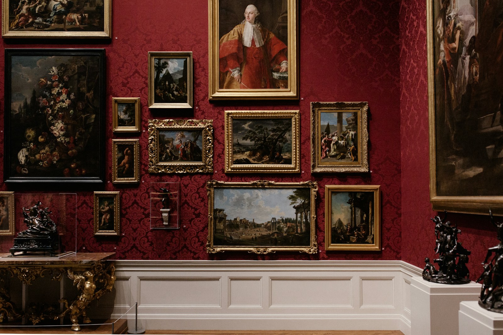 Picture frames on a wall of an Art Gallery