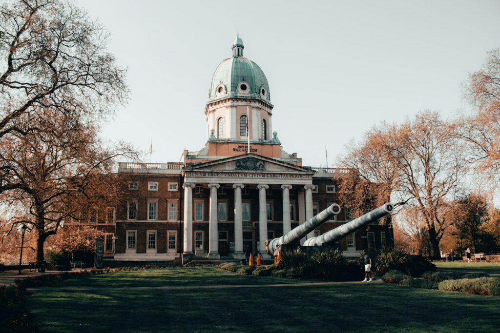 Outside the Imperial War Museum