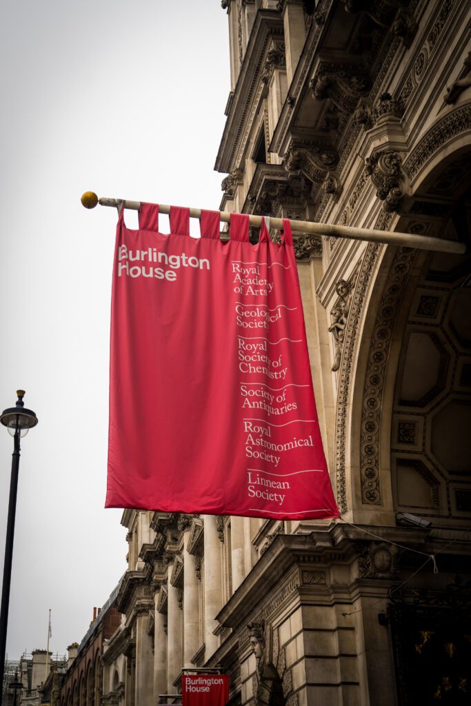 Entrance sign to Burlington House where The Royal Academy of Art has it's home.