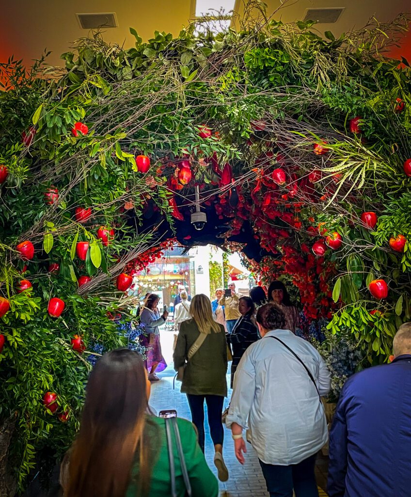 Flower arch into Duke of York Shopping area