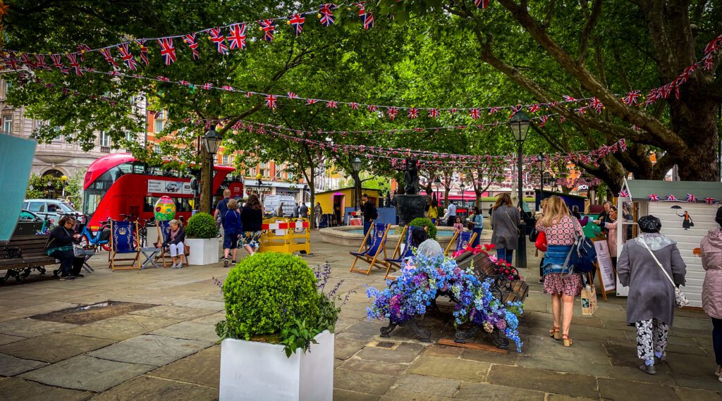 Chelsea Square with seating and floral displays