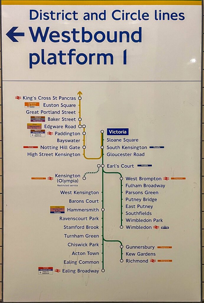 Tube map for the District and Circle Line
