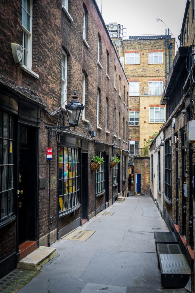 Goodwin's Court walkway with picturesque old buildings