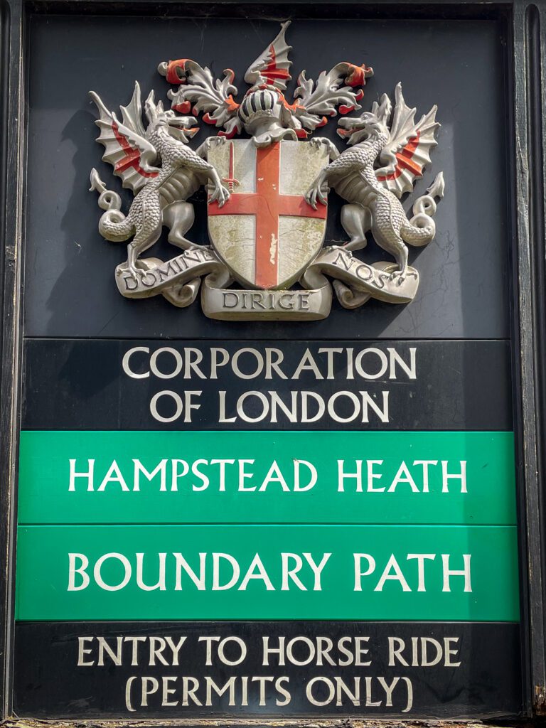 The Hampstead Heath boundary path sign
