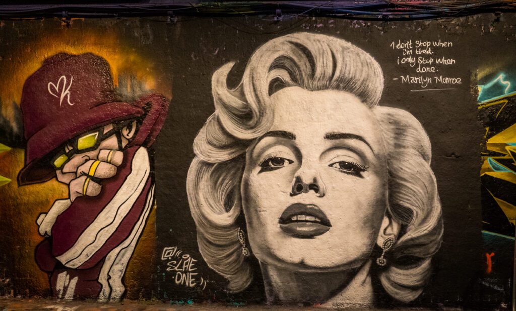 Marilyn Monroe Street Art at the Leake Street Graffiti tunnel