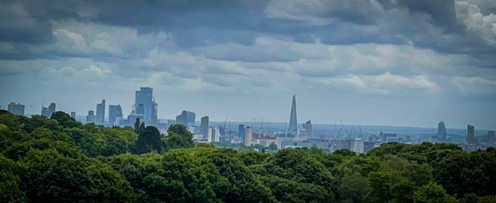 The view of London from the top of Hampstead Heath