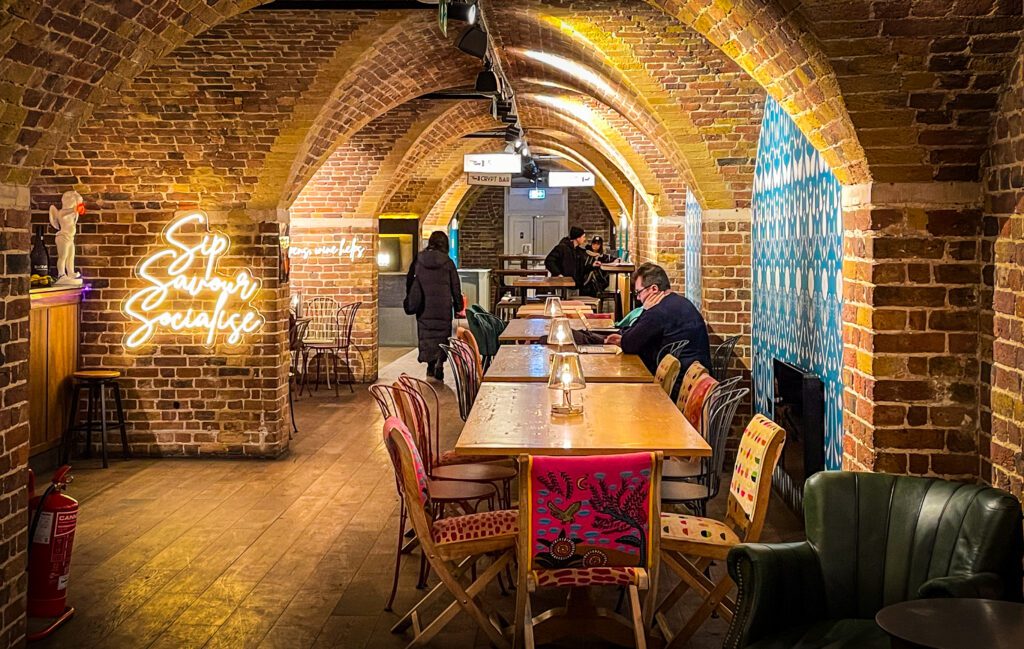 Seating in the basement of Mercato Mayfair