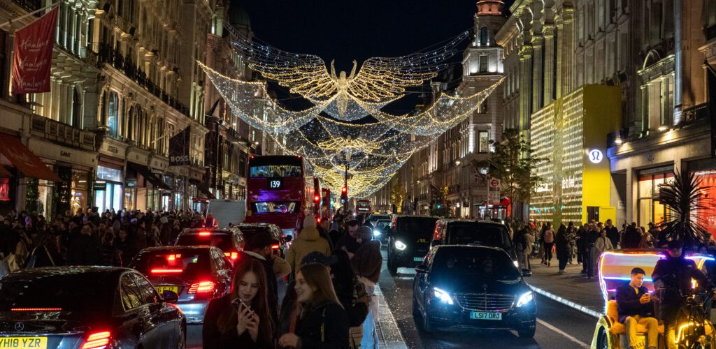 Christmas Angel street lights on Regent Street