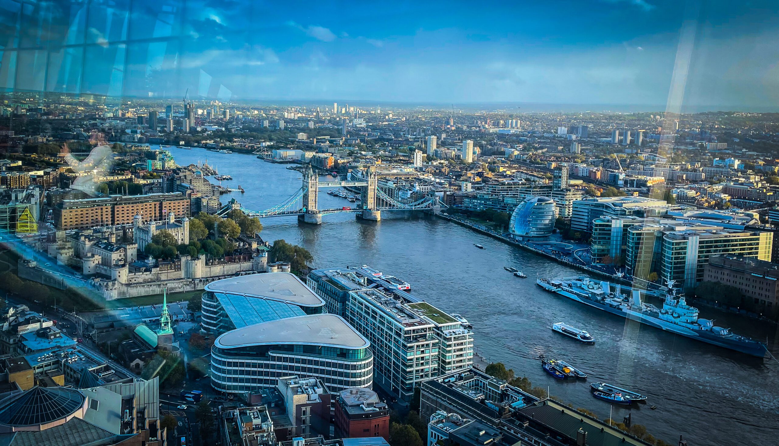 View of Tower Bridge and the Tower of London from Sky Garden