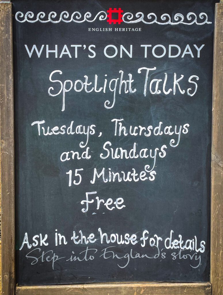 Spotlight talks sign at Kenwood House in Hampstead Heath