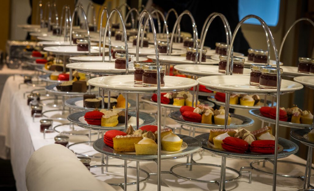 Afternoon tea cakes getting ready to be served