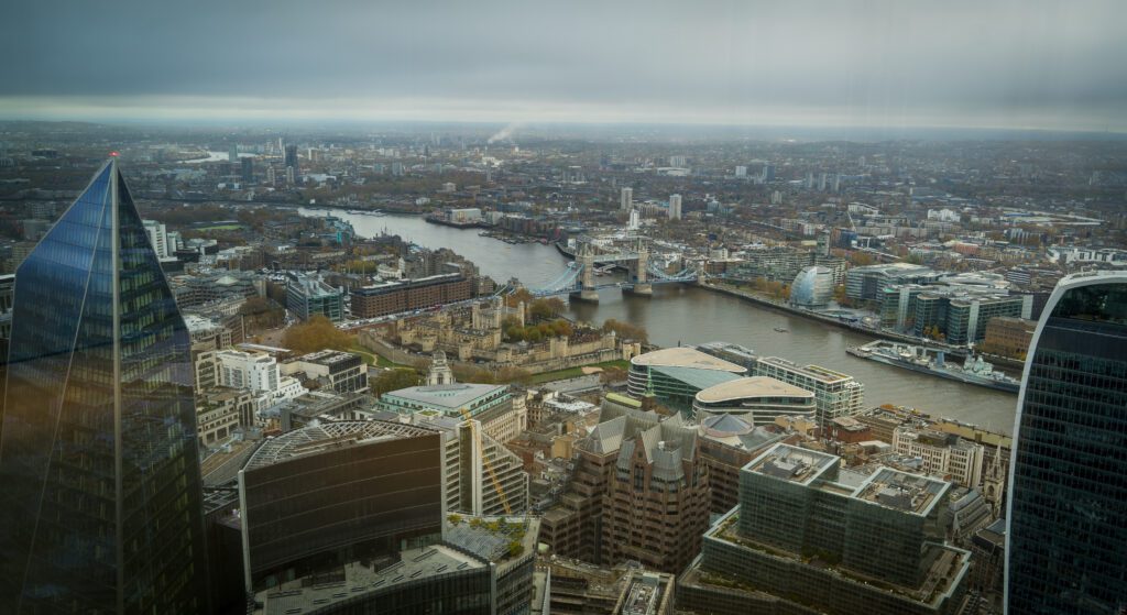 View of Tower Bridge and the Tower of London from The Lookout