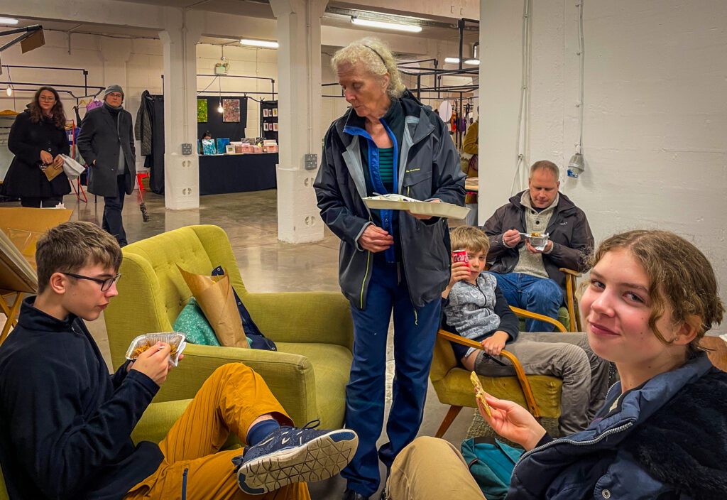 Seating area at the Upmarket Food Hall in Brick Lane