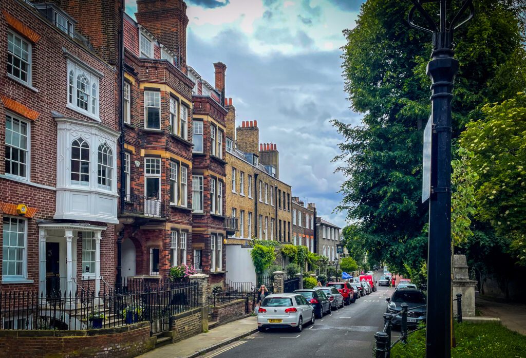 Well Walk between Hampstead High street and Hampstead Heath