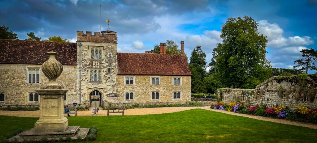 Gardens and flower border at Ightham Mote