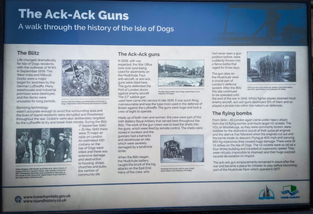 Ack ack gun sign at Mudchute farm
