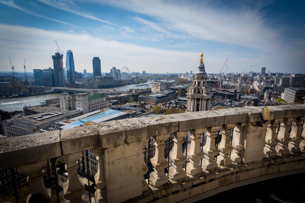 The view across the Thames towards the London Eye from the Stone Gallery
