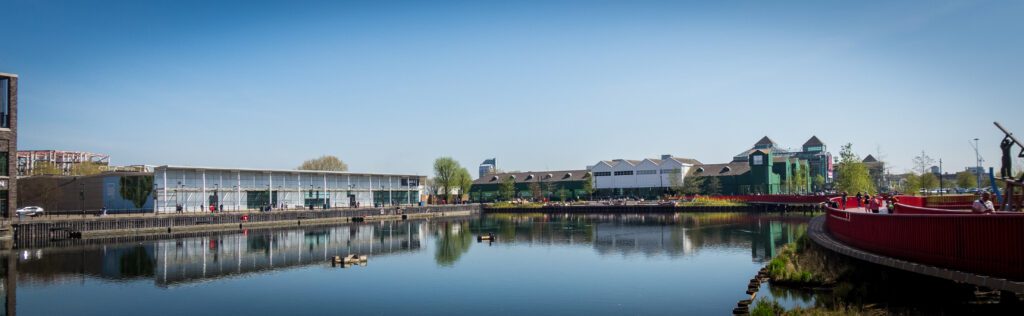 Surrey Quay water with walkway