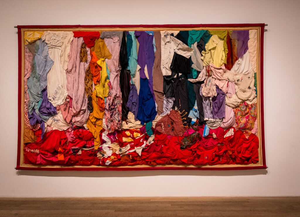 Artwork made out of draped fabric