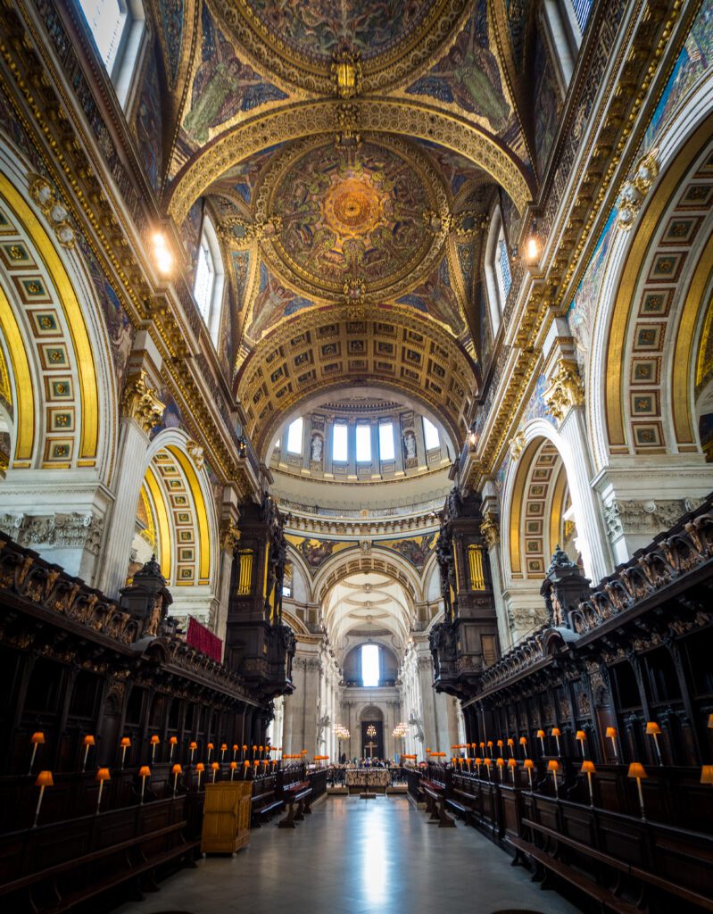 The Quire with ornate ceiling at St Pauls Cathedral