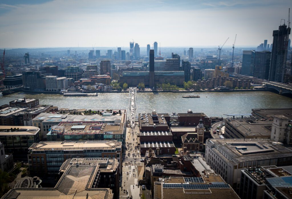 View of the Thames, Tate Modern and the Millennium Bridge from the Golden Gallery