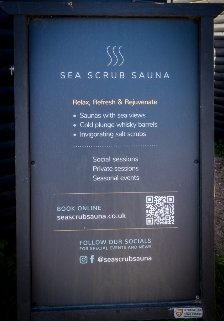 Whitstable sea scrub sauna sign