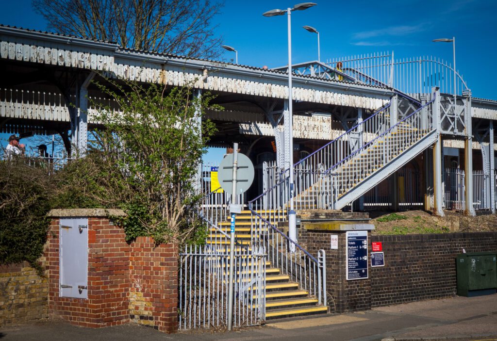 Steps up and over Whitstable train station