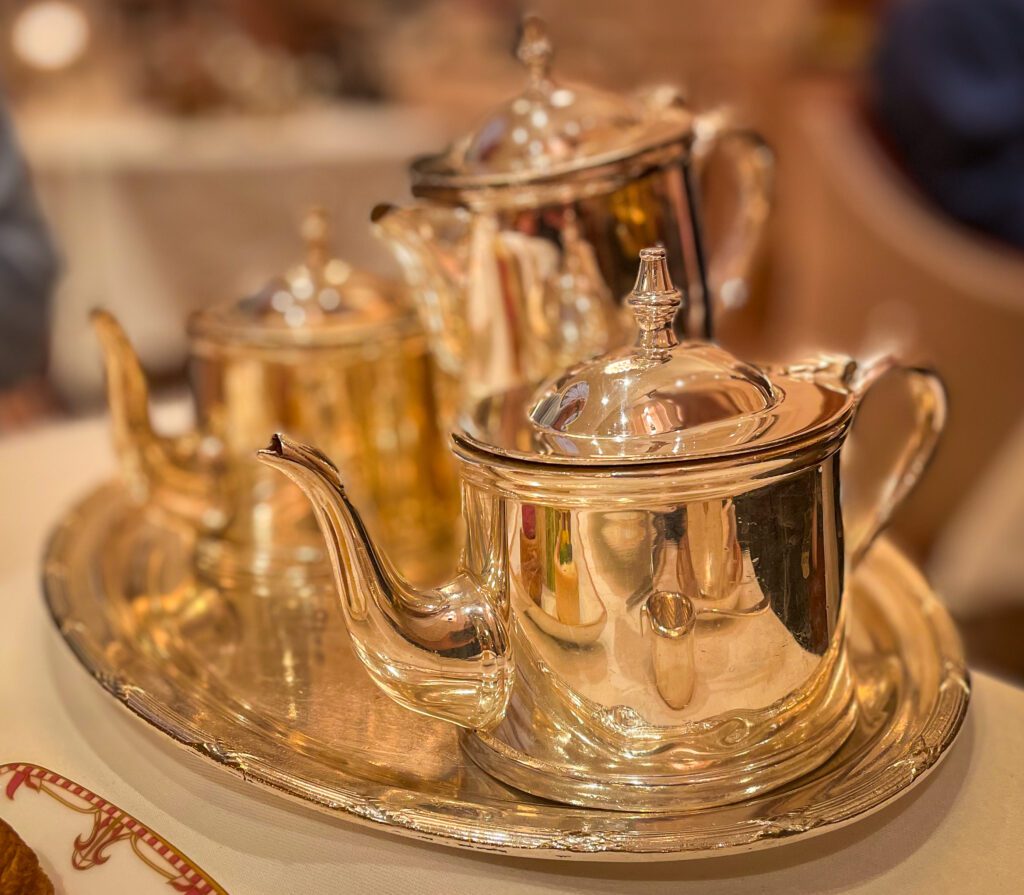 Silver teapot and water jug
