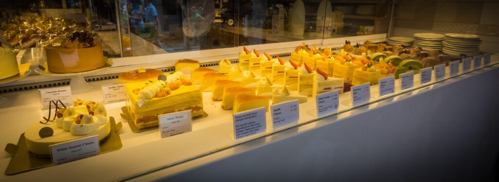 Cake slice selection at WA Bakery