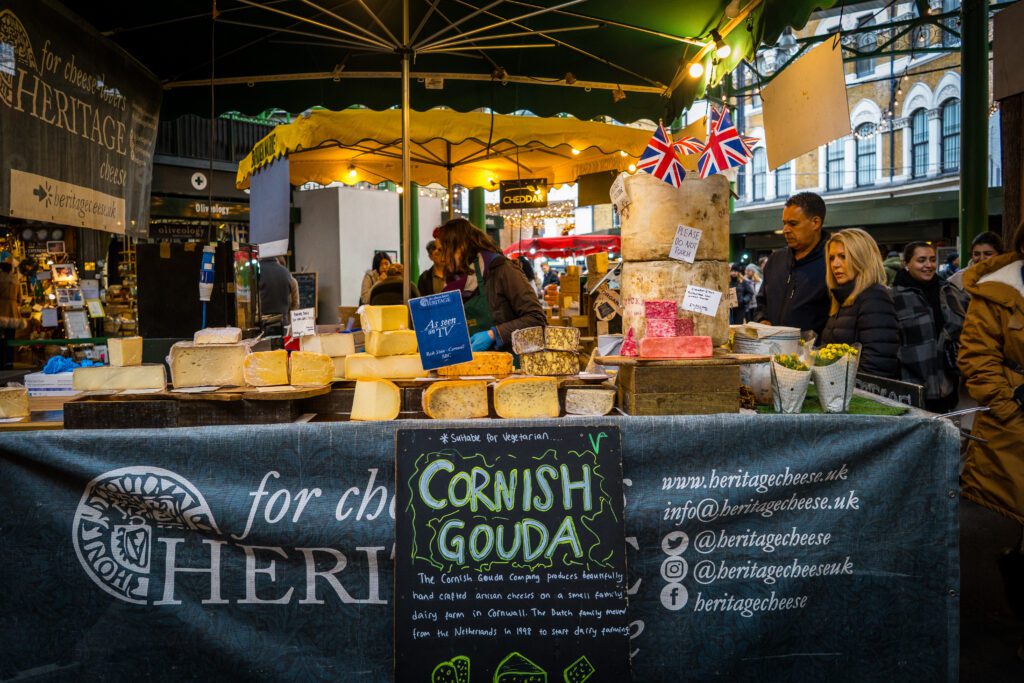Cheese stall in Borough Food Market