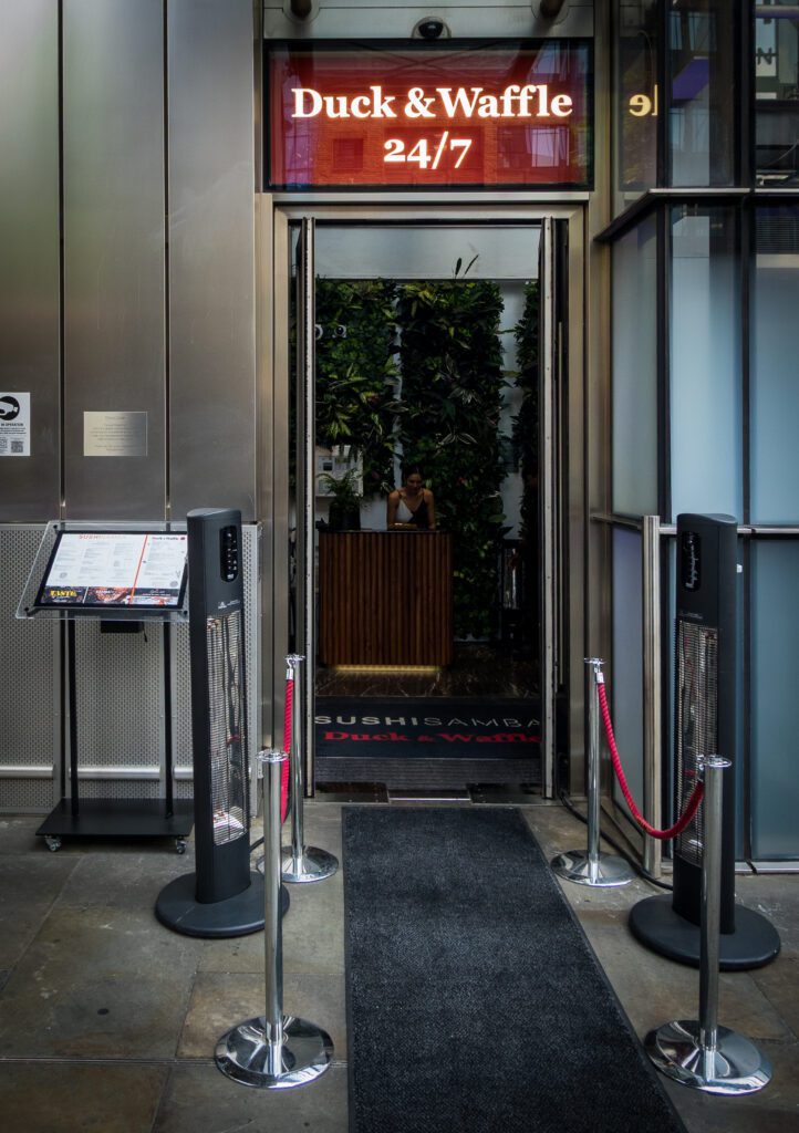Doorway entrance to the Duck and Waffle Restaurant