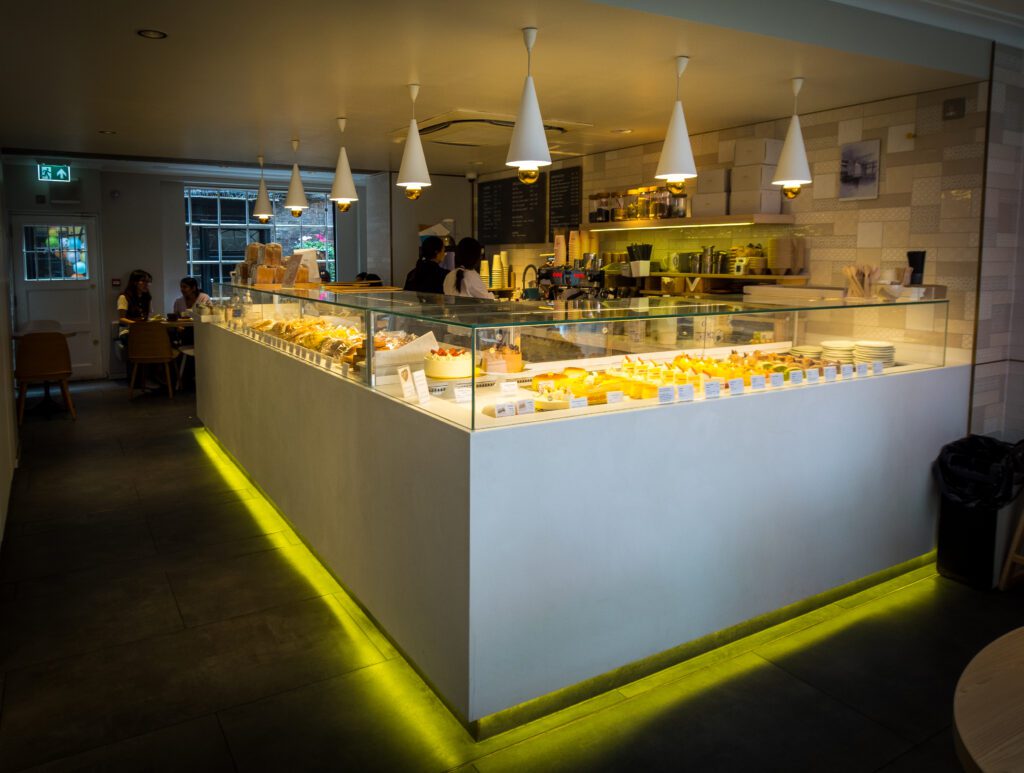 The counter inside WA Cafe