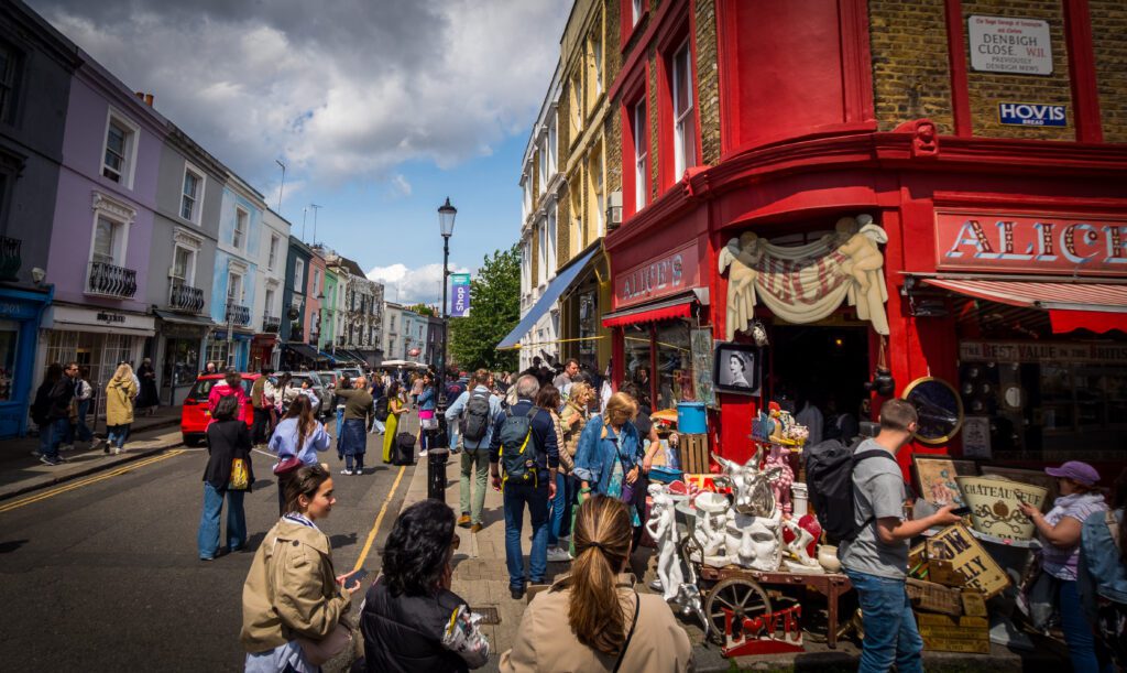 Antiques and Vintage wares outside a shop on the Portobello Road