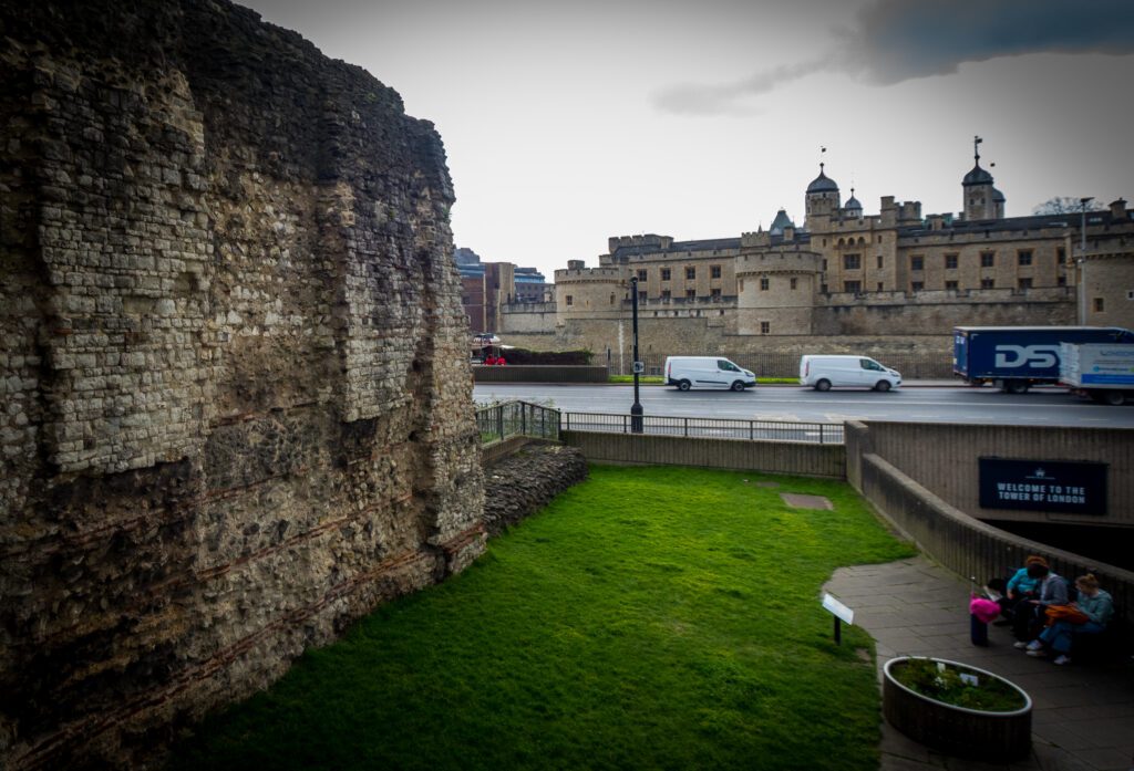 A section of the Roman Wall behind the Tower of London