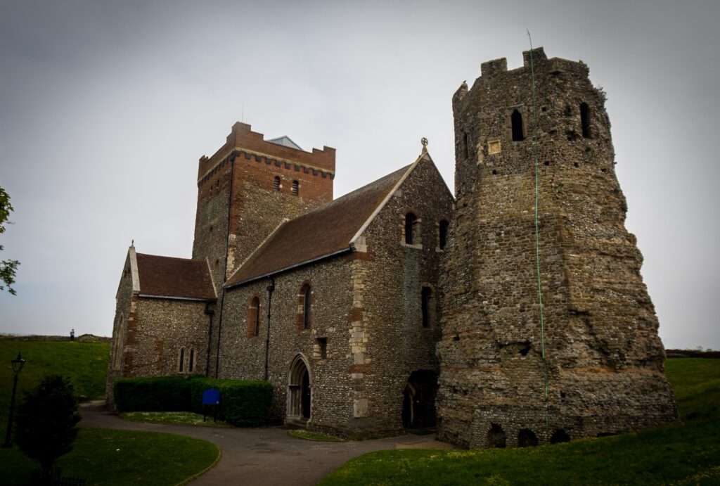 Roman Lighthouse next to an Saxon Church at Dover Castle