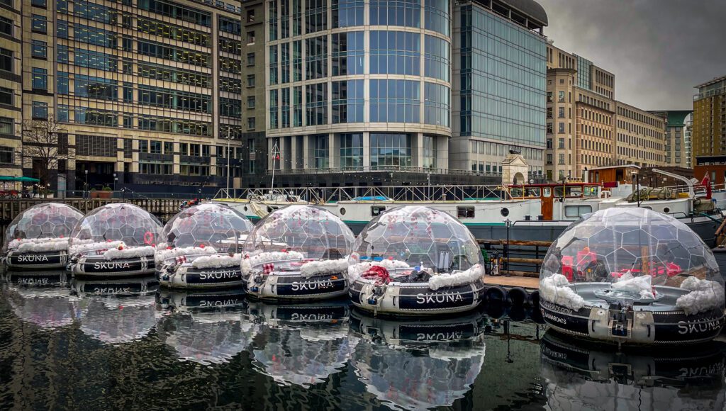 Circular boats with igloo pod shelters