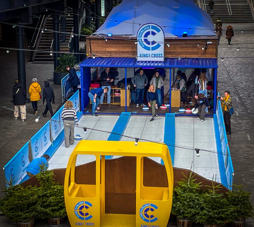 Curling in the middle of Coal Drops Yard at Kings Cross