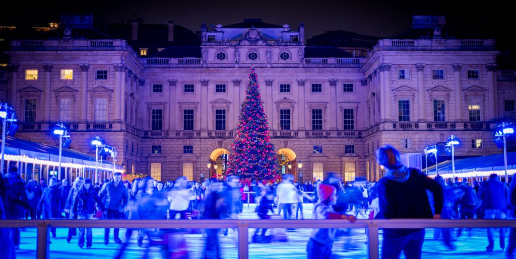 Ice skating outside in the courtyard of Somerset House.