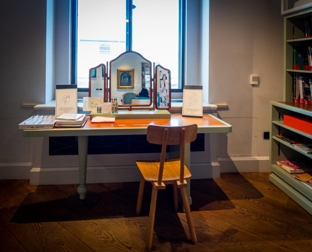 Dressing table set up to draw a self portrait