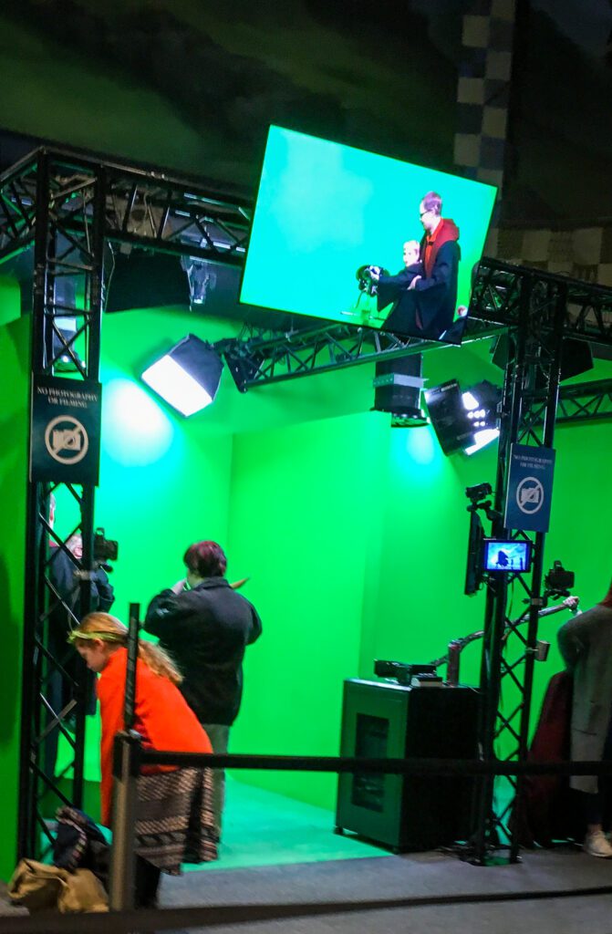 Green screen booths where you can fly on a broomstick