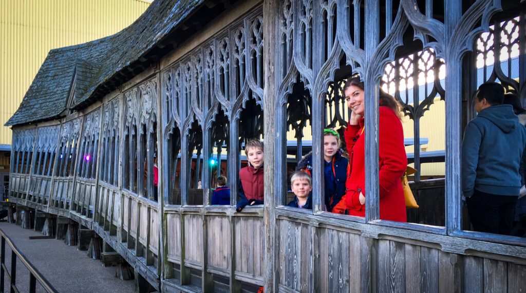 Walking along the wobbly bridge set